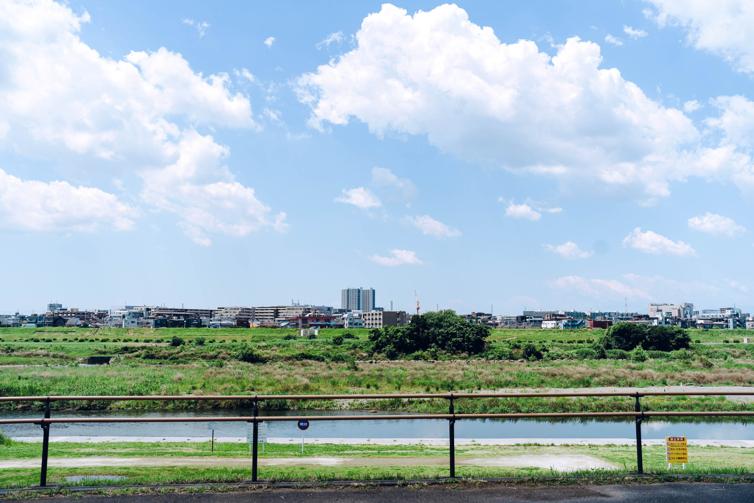 世田谷・祖師谷・砧・成城エリアの青空と多摩川沿いの風景